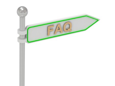 simsearch:400-04776651,k - 3d rendering of sign with gold "FAQ", Isolated on white background Stock Photo - Budget Royalty-Free & Subscription, Code: 400-07252935