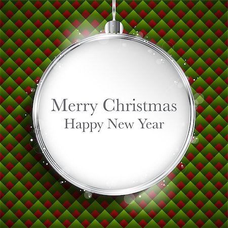 simsearch:400-06473585,k - Vector - Merry Christmas Happy New Year Ball Silver  on Geometric Seamless Pattern Fotografie stock - Microstock e Abbonamento, Codice: 400-07253005