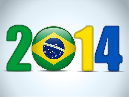simsearch:400-06527636,k - Vector - Brazil 2014 Soccer with Brazilian Flag Foto de stock - Royalty-Free Super Valor e Assinatura, Número: 400-07253000