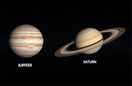 simsearch:400-08551175,k - A comparison between the Gas Planets Jupiter and Saturn on a starry background with english captions. Foto de stock - Super Valor sin royalties y Suscripción, Código: 400-07253748