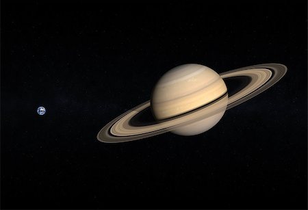 simsearch:400-08551175,k - A comparison between the planets Earth and Saturn on a starry background. Foto de stock - Super Valor sin royalties y Suscripción, Código: 400-07253749