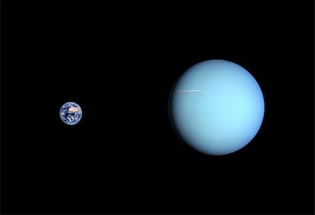 simsearch:400-06766471,k - A comparison between the planets Earth and Uranus on a clean black background. Stock Photo - Budget Royalty-Free & Subscription, Code: 400-07253740