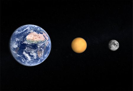 simsearch:400-08551175,k - A comparison between the planet Earth, the Moon and the Saturn Moon Titan on a starry background. Foto de stock - Super Valor sin royalties y Suscripción, Código: 400-07253741