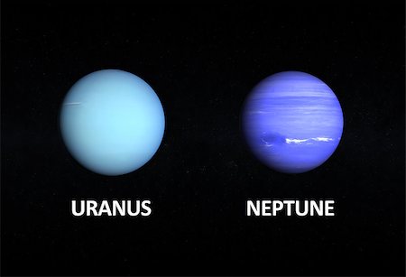 simsearch:400-06766471,k - A comparison between the Gas Planets Uranus and Neptune on a starry background with english captions. Stock Photo - Budget Royalty-Free & Subscription, Code: 400-07253743