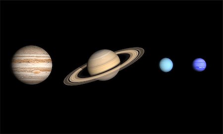 simsearch:400-06766471,k - A comparison between the Gas Planets Jupiter, Saturn, Uranus and Neptune on a clean black background. Stock Photo - Budget Royalty-Free & Subscription, Code: 400-07253758