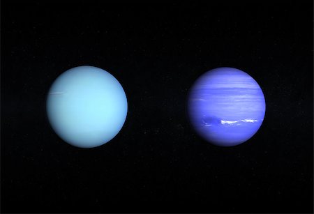 simsearch:400-06766471,k - A comparison between the Gas Planets Uranus and Neptune on a starry background. Stock Photo - Budget Royalty-Free & Subscription, Code: 400-07253753