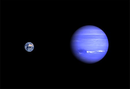 simsearch:400-06766471,k - A comparison between the planets Earth and Neptune on a clean black background. Stock Photo - Budget Royalty-Free & Subscription, Code: 400-07253766