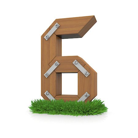 simsearch:400-06698913,k - Wooden number six in the grass. Isolated render with reflection on white background. bio concept Foto de stock - Super Valor sin royalties y Suscripción, Código: 400-07253848