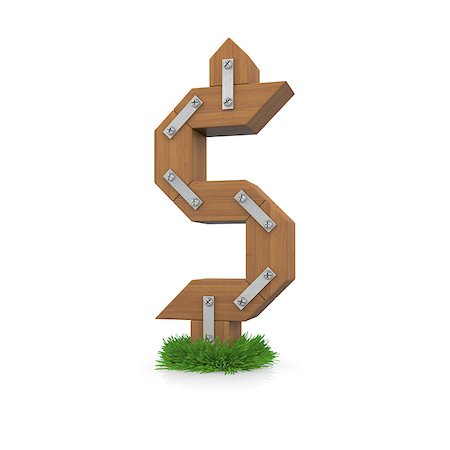 simsearch:400-07218310,k - Wooden dollar sign in the grass. Isolated render with reflection on white background. bio concept Fotografie stock - Microstock e Abbonamento, Codice: 400-07253841