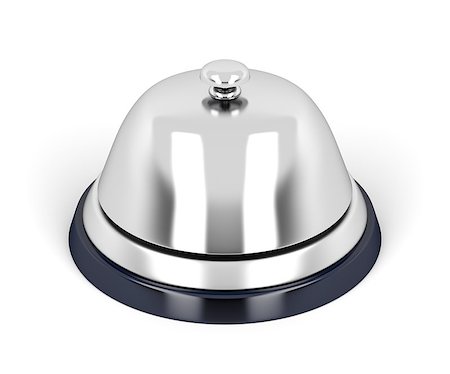 simsearch:400-05250510,k - Silver reception bell on white background Foto de stock - Super Valor sin royalties y Suscripción, Código: 400-07253884