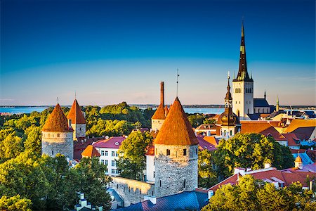 Dawn in Tallinn, Estonia at the old city from Toompea Hill. Stock Photo - Budget Royalty-Free & Subscription, Code: 400-07253937