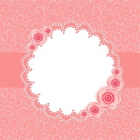 Cute Frame with Rose Flowers  Vector Illustration Stock Photo - Budget Royalty-Free & Subscription, Code: 400-07264056