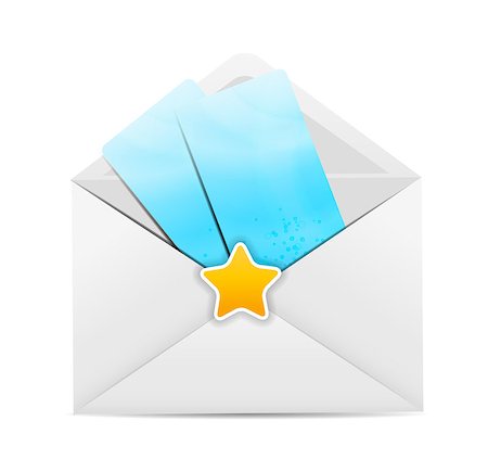 simsearch:400-04085192,k - White Envelope Icon with Star Vector Illustration Photographie de stock - Aubaine LD & Abonnement, Code: 400-07264065