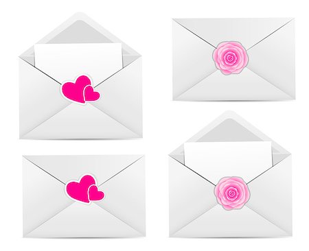 simsearch:400-04789565,k - Valentine`s Day Card with Envelope, Heart and Rose Flower Vector Illustration Stockbilder - Microstock & Abonnement, Bildnummer: 400-07264066