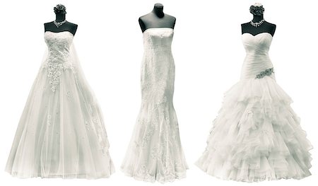 Three Wedding Dress Isolated with Clipping Path Stock Photo - Budget Royalty-Free & Subscription, Code: 400-07264136