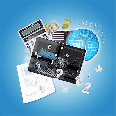 Tablet PC and office items. The concept of digital office Stock Photo - Budget Royalty-Free & Subscription, Code: 400-07264468