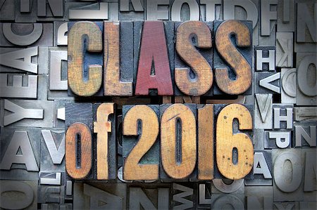 Class of 2016 written in vintage letterpress type Foto de stock - Super Valor sin royalties y Suscripción, Código: 400-07264679