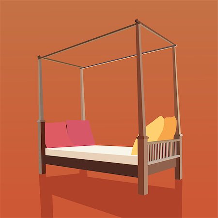 Vector and illustration of vintage bed Stock Photo - Budget Royalty-Free & Subscription, Code: 400-07264706