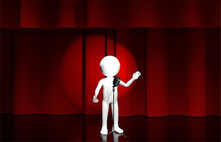 3d illustration of a man with a microphone on stage Stock Photo - Budget Royalty-Free & Subscription, Code: 400-07264810