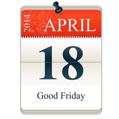 simsearch:400-05880553,k - Vector Calendar of Good Friday, 18th Apri, 2014 Photographie de stock - Aubaine LD & Abonnement, Code: 400-07264975
