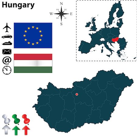 simsearch:400-07249246,k - Vector set of Hungary country shape with flags, icons isolated and European Union Photographie de stock - Aubaine LD & Abonnement, Code: 400-07264977