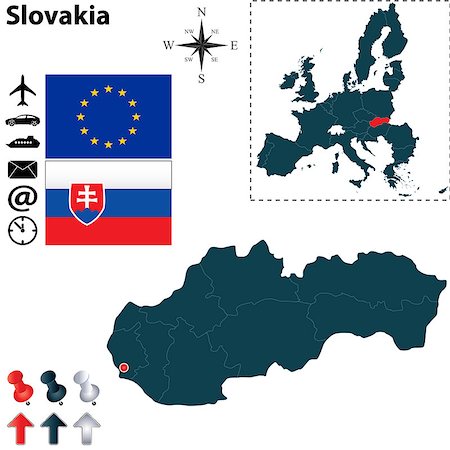 simsearch:400-07249246,k - Vector set of Slovakia country shape with flags, icons isolated and European Union Photographie de stock - Aubaine LD & Abonnement, Code: 400-07264987