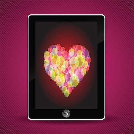simsearch:400-07261564,k - colorful illustration with tablet computer and heart for your design Stock Photo - Budget Royalty-Free & Subscription, Code: 400-07265035