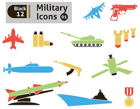 Military icons. Vector set for you design Stock Photo - Budget Royalty-Free & Subscription, Code: 400-07265068