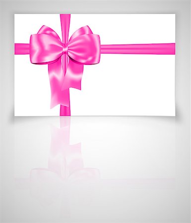 simsearch:400-05699224,k - Gift card with luxurious pink bow on gray background. Ribbon. Vector illustration Foto de stock - Super Valor sin royalties y Suscripción, Código: 400-07265072