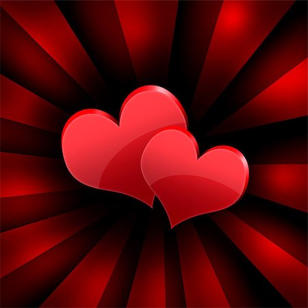 simsearch:400-04334934,k - Two red hearts. Abstract background. The concept of Valentine's Day Stock Photo - Budget Royalty-Free & Subscription, Code: 400-07265343