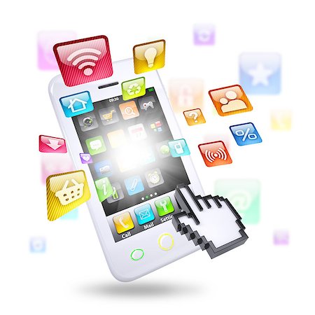 simsearch:400-06355676,k - Smartphone and application icons. The concept of telecommunication technologies Foto de stock - Super Valor sin royalties y Suscripción, Código: 400-07265398