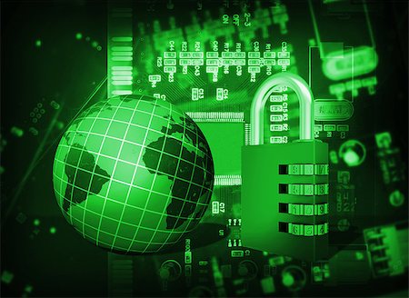 Futuristic integrated circuit, code lock and globe. The concept of electronic security Stock Photo - Budget Royalty-Free & Subscription, Code: 400-07265412