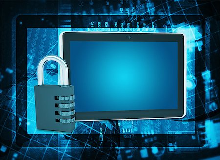 simsearch:400-08408734,k - Tablet PC and code lock on abstract background. The concept of electronic security Stockbilder - Microstock & Abonnement, Bildnummer: 400-07265426