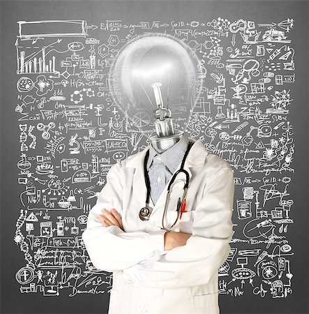 simsearch:400-07216659,k - Lamp Head Doctor man with stethoscope against different backgrounds Photographie de stock - Aubaine LD & Abonnement, Code: 400-07265493