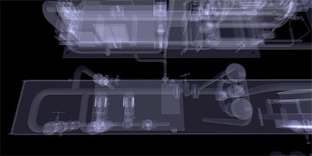 simsearch:400-07263553,k - Industrial equipment. X-Ray render isolated on a black background Foto de stock - Super Valor sin royalties y Suscripción, Código: 400-07265550