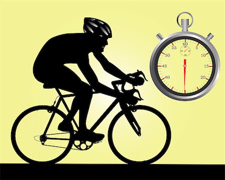 cycling and stopwatch on yellow background Foto de stock - Royalty-Free Super Valor e Assinatura, Número: 400-07265687