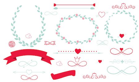 simsearch:400-06630484,k - Set of Wedding Graphic Elements with Arrows, Hearts, Laurel,  Ribbons and Labels Vector Illistration Stock Photo - Budget Royalty-Free & Subscription, Code: 400-07265755