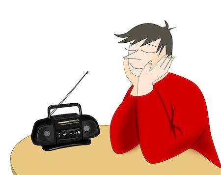 A young man listening to a radio. Stock Photo - Budget Royalty-Free & Subscription, Code: 400-07266103