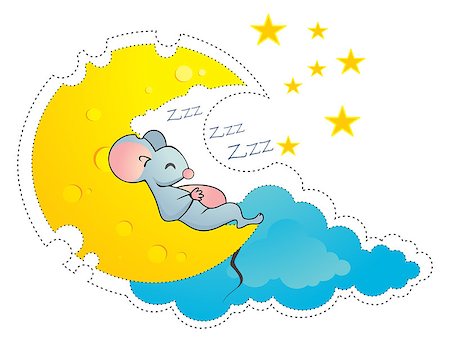 simsearch:400-06739427,k - Mouse sleeping on moon made of cheese Stockbilder - Microstock & Abonnement, Bildnummer: 400-07266186