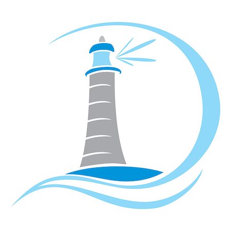 feux clignotants - Illustration of a lighthouse on white background Photographie de stock - Aubaine LD & Abonnement, Code: 400-07266194