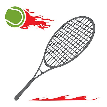 Tennis racket and ball with fire Photographie de stock - Aubaine LD & Abonnement, Code: 400-07266204