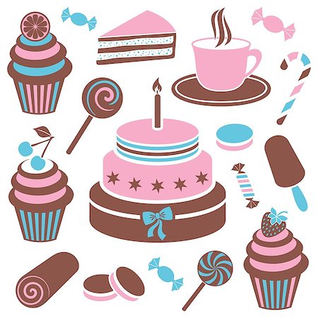 donut icon'' - Colorful desserts and sweets icon vector silhouette collection Stock Photo - Budget Royalty-Free & Subscription, Code: 400-07266227