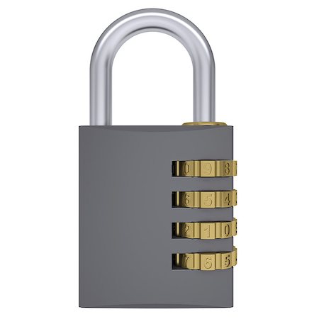 simsearch:400-04238099,k - Combination padlock. Isolated render on a white background Stock Photo - Budget Royalty-Free & Subscription, Code: 400-07266356