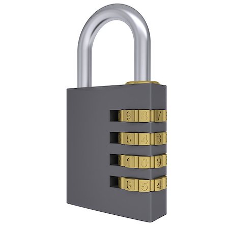 simsearch:400-04238099,k - Combination padlock. Isolated render on a white background Stock Photo - Budget Royalty-Free & Subscription, Code: 400-07266376
