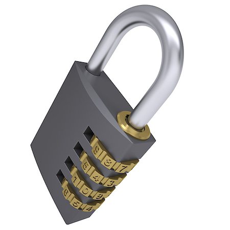 simsearch:400-04238099,k - Combination padlock. Isolated render on a white background Stock Photo - Budget Royalty-Free & Subscription, Code: 400-07266387