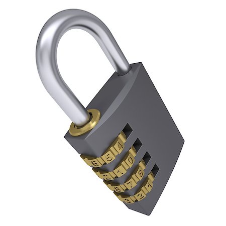 simsearch:400-04238099,k - Combination padlock. Isolated render on a white background Stock Photo - Budget Royalty-Free & Subscription, Code: 400-07266419