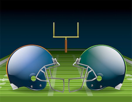 Illustration of american football helmets on a field. Vector EPS 10 file available. EPS file contains transparencies and gradient mesh. Fotografie stock - Microstock e Abbonamento, Codice: 400-07266562