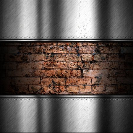 simsearch:400-05901999,k - Brushed metal background with old grunge brick Stock Photo - Budget Royalty-Free & Subscription, Code: 400-07266571
