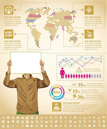 Vector infogrsphic with business man, earth map and web isons, and elements usefull for any visualisations Foto de stock - Super Valor sin royalties y Suscripción, Código: 400-07266610