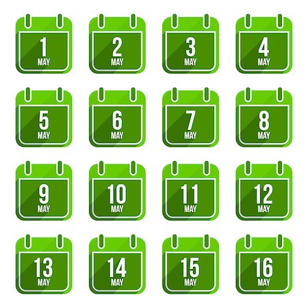 simsearch:400-07266650,k - May vector flat calendar icons. Days Of Year Set 15 Photographie de stock - Aubaine LD & Abonnement, Code: 400-07266651